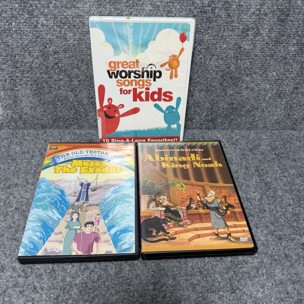 LOT (3 )CHRISTIAN RELIGIOUS KIDS DVDS WORD WORLD, BIBLE STORIES PAWS TALES + Etc